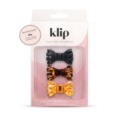 Klip Papillon Leopard - Barette aimantée - Lot de 3