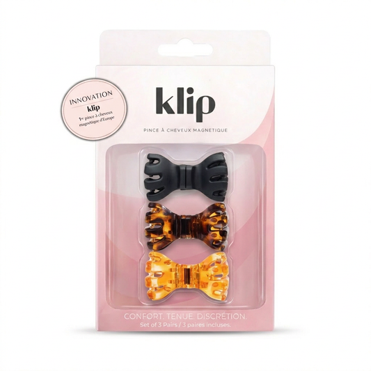 Klip Papillon Leopard - Barette aimantée - Lot de 3