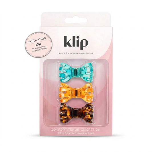 Klip Papillon Orange - Barette aimantée - Lot de 3