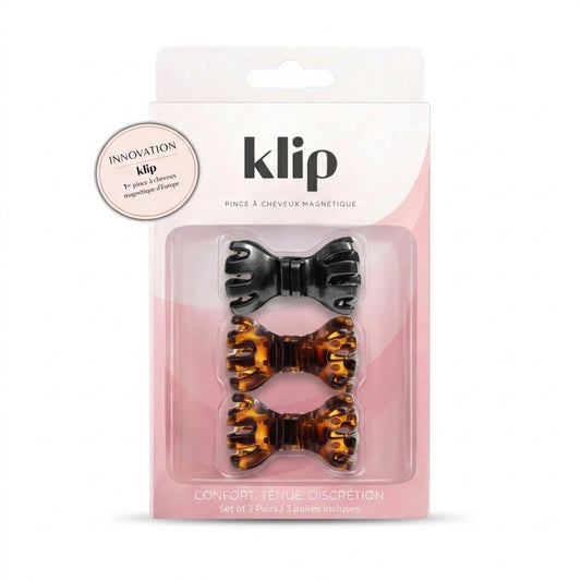 Klip Papillon Léopard & Black - Barette aimantée - Lot de 3